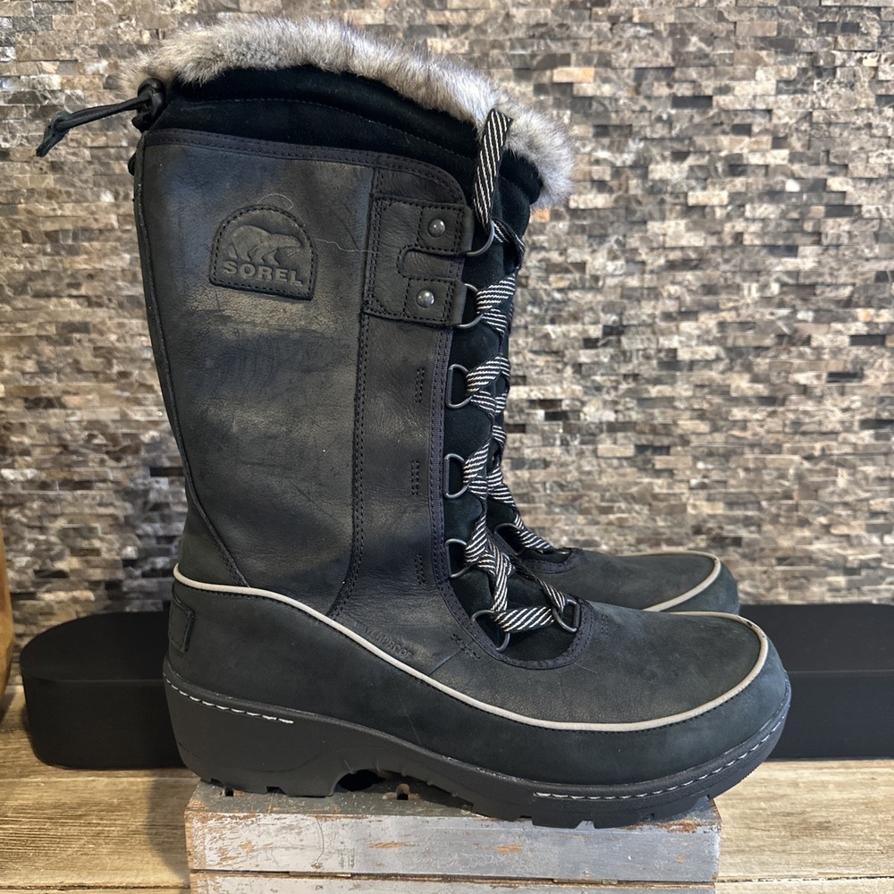 SOREL Women's Tivoli IV Waterproof Black Tall Winter Boot Size 10 Worn‎ 1X
